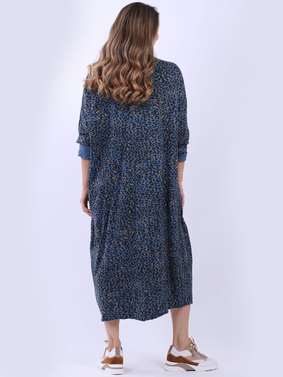 Leopard Print Oversized Midi Cotton Dress