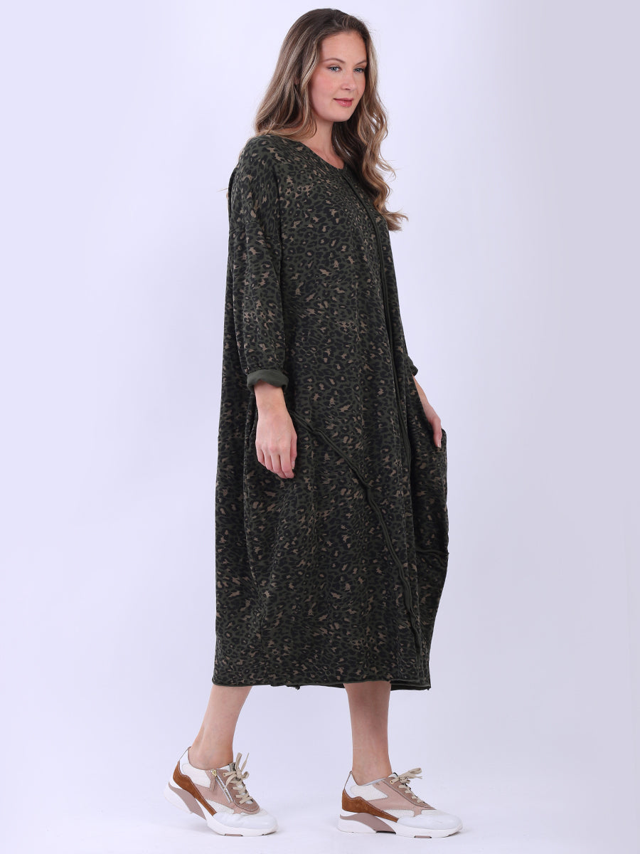 Leopard Print Oversized Midi Cotton Dress