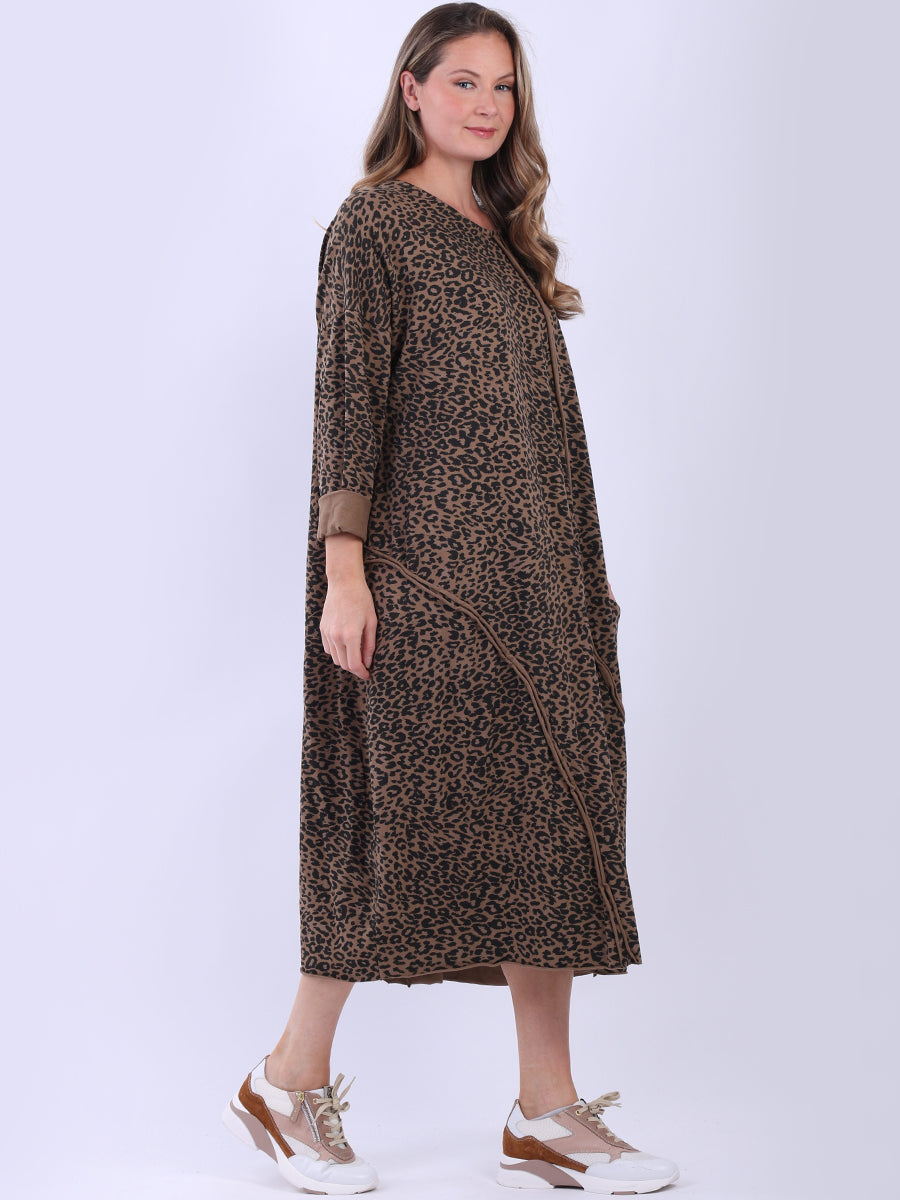 Leopard Print Oversized Midi Cotton Dress