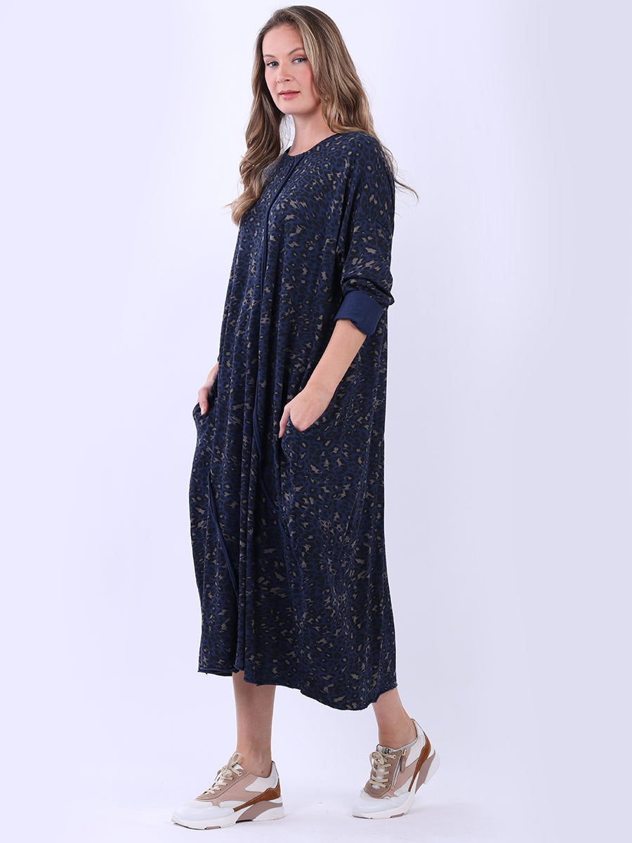 Leopard Print Oversized Midi Cotton Dress