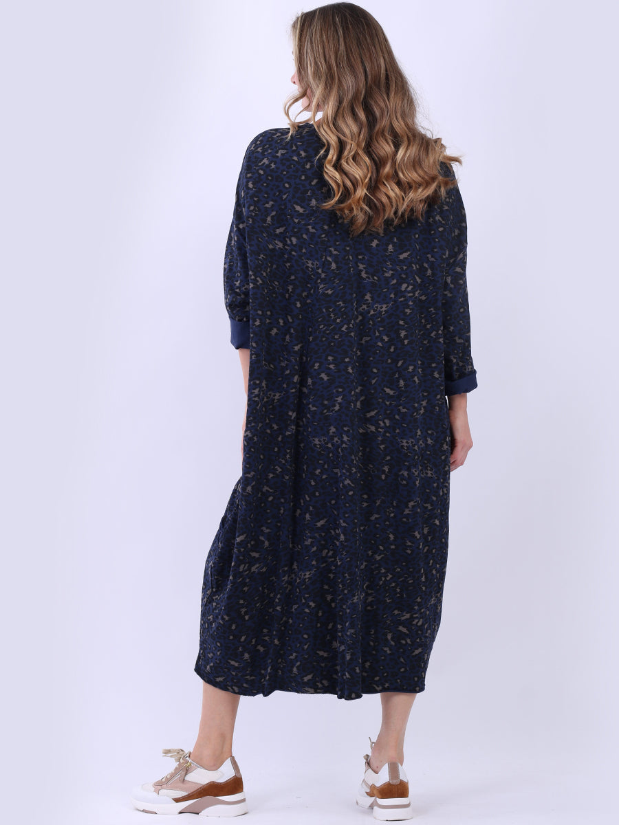 Leopard Print Oversized Midi Cotton Dress