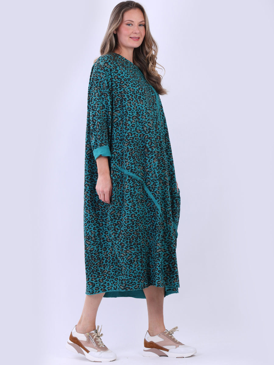 Leopard Print Oversized Midi Cotton Dress