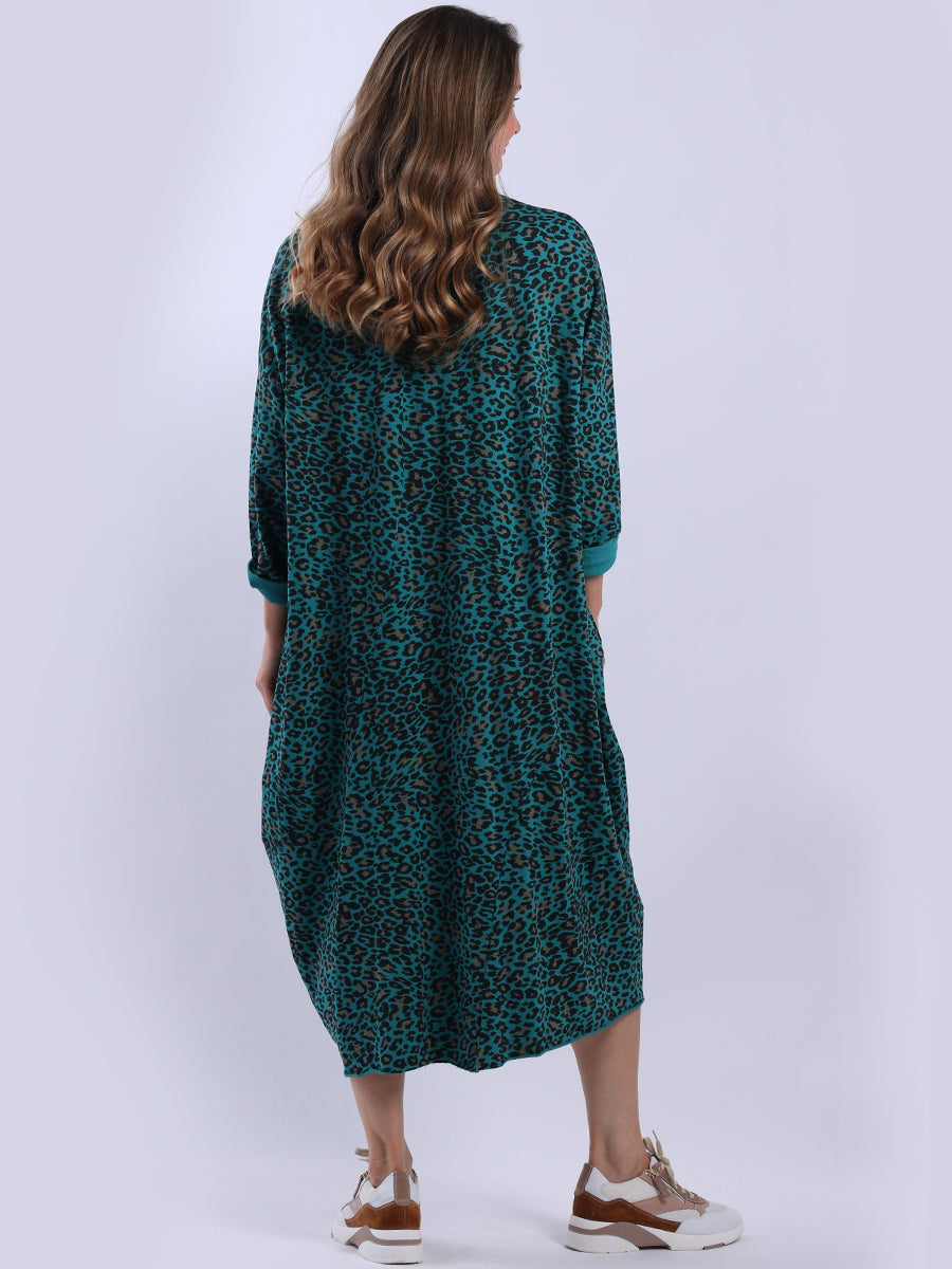 Leopard Print Oversized Midi Cotton Dress