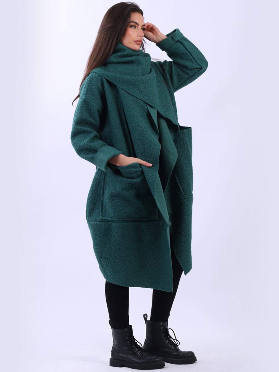 Ladies Cowl Neck Woolen Oversized Coat