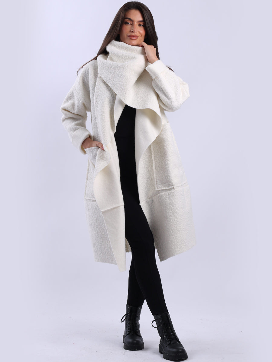 Ladies Cowl Neck Woolen Oversized Coat