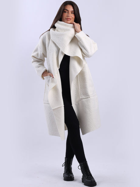 Ladies Cowl Neck Woolen Oversized Coat