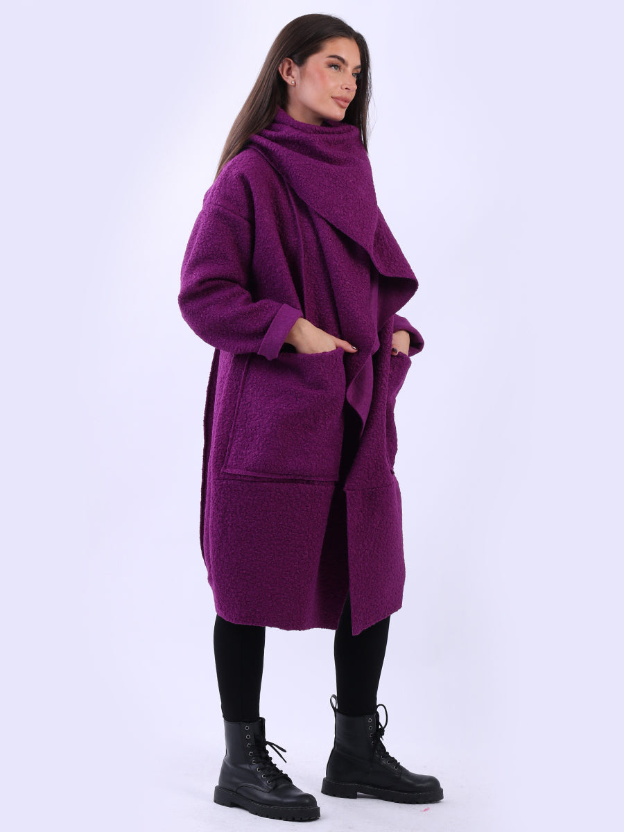 Ladies Cowl Neck Woolen Oversized Coat
