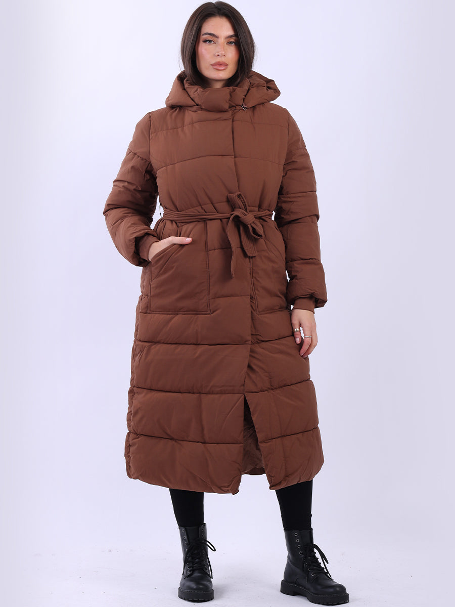 Plus Size Puffer Padded Coat Chocolate