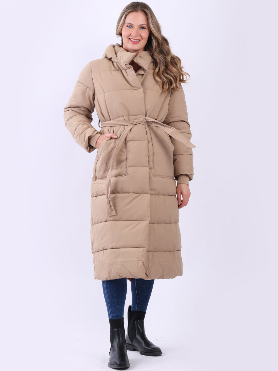 Plus Size Puffer Padded Coat Mocha