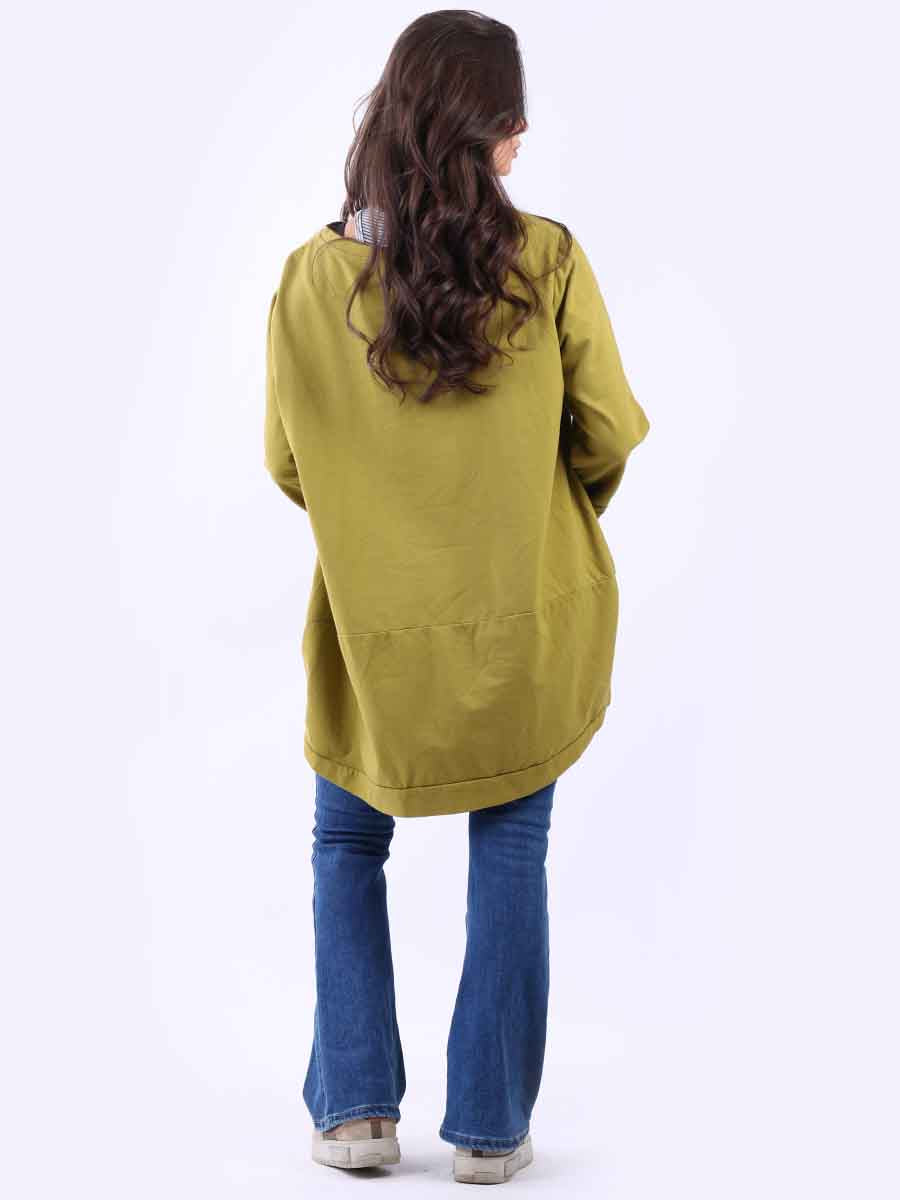 Ladies Plus Size Zipped Hem Italian Cotton Top