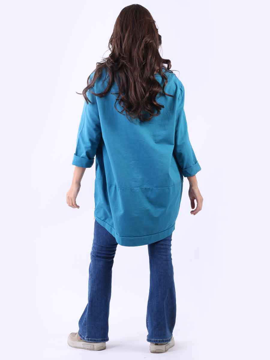 Ladies Plus Size Zipped Hem Italian Cotton Top