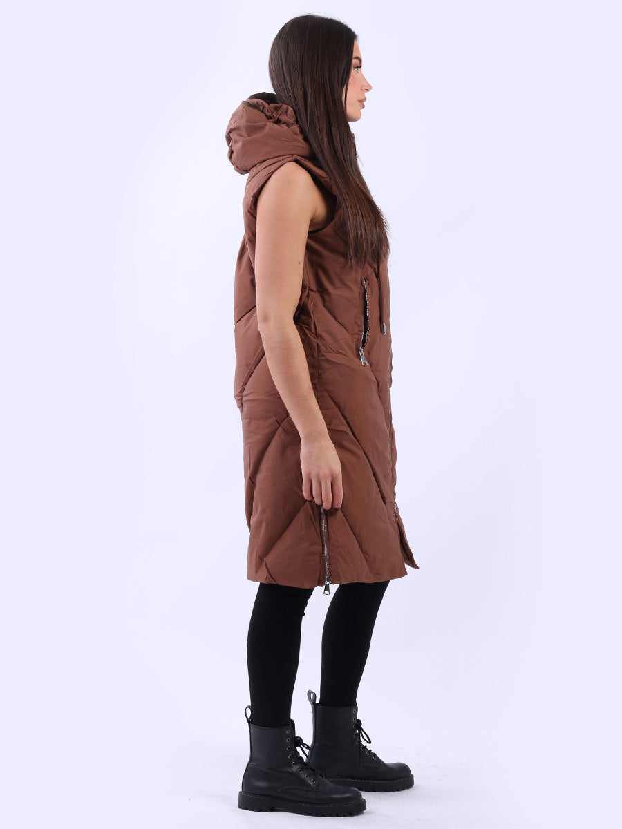 Women Plus Size Lagenlook Puffer Hoodie Gilet