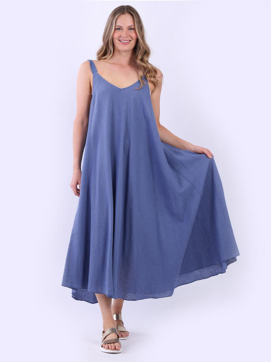 Sleeveless Linen Dress Denim