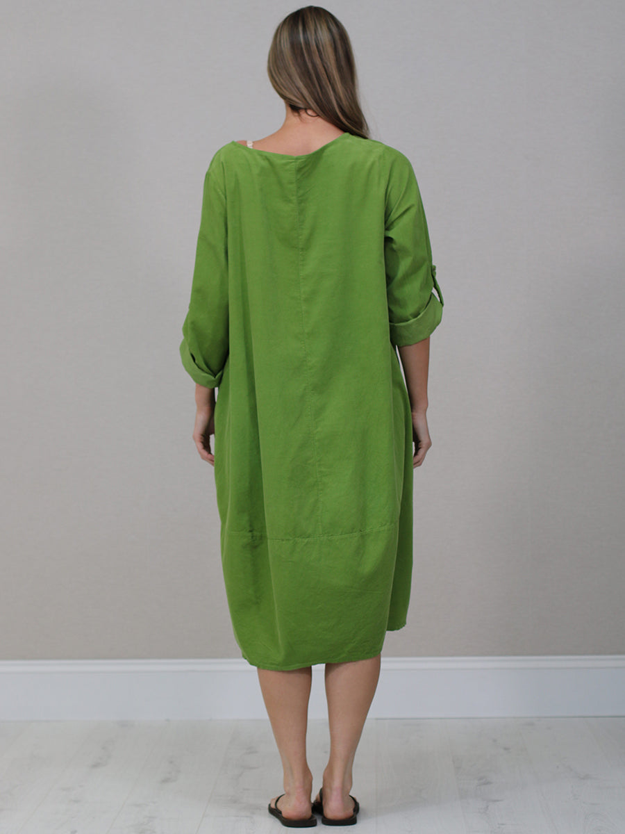 Plus Size Plain Cotton Corduroy Midi Dress