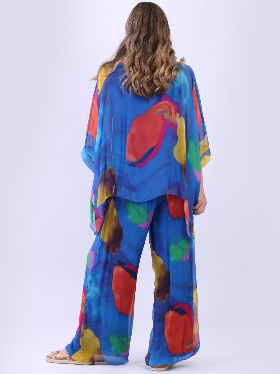 Double Layered Tie Dye Batwing Silk Tunic Top
