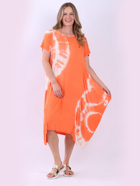 Tie Dyed Lagenlook Dress Orange