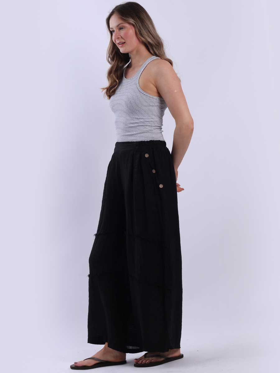 Frayed Edge Linen Palazzo Pant