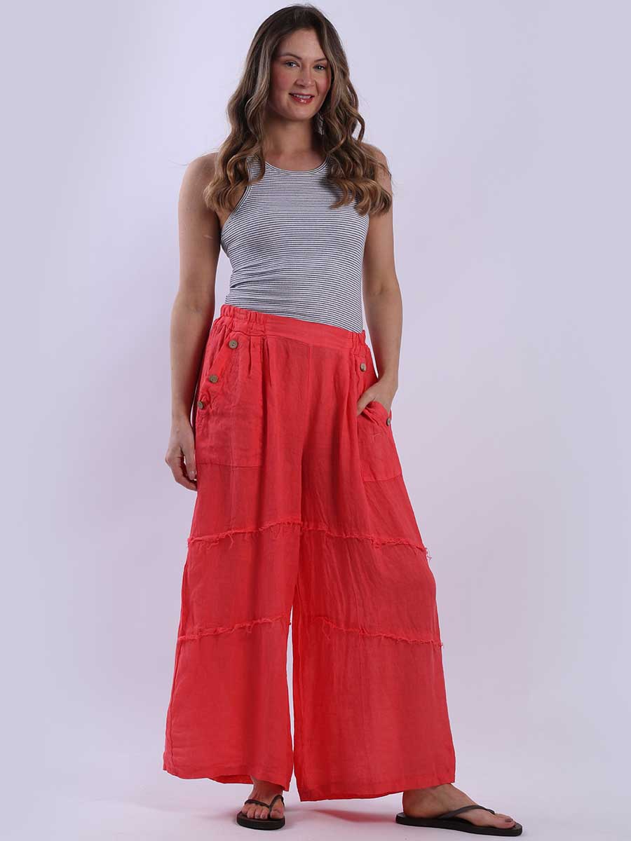 Wide Leg Linen Trouser Coral