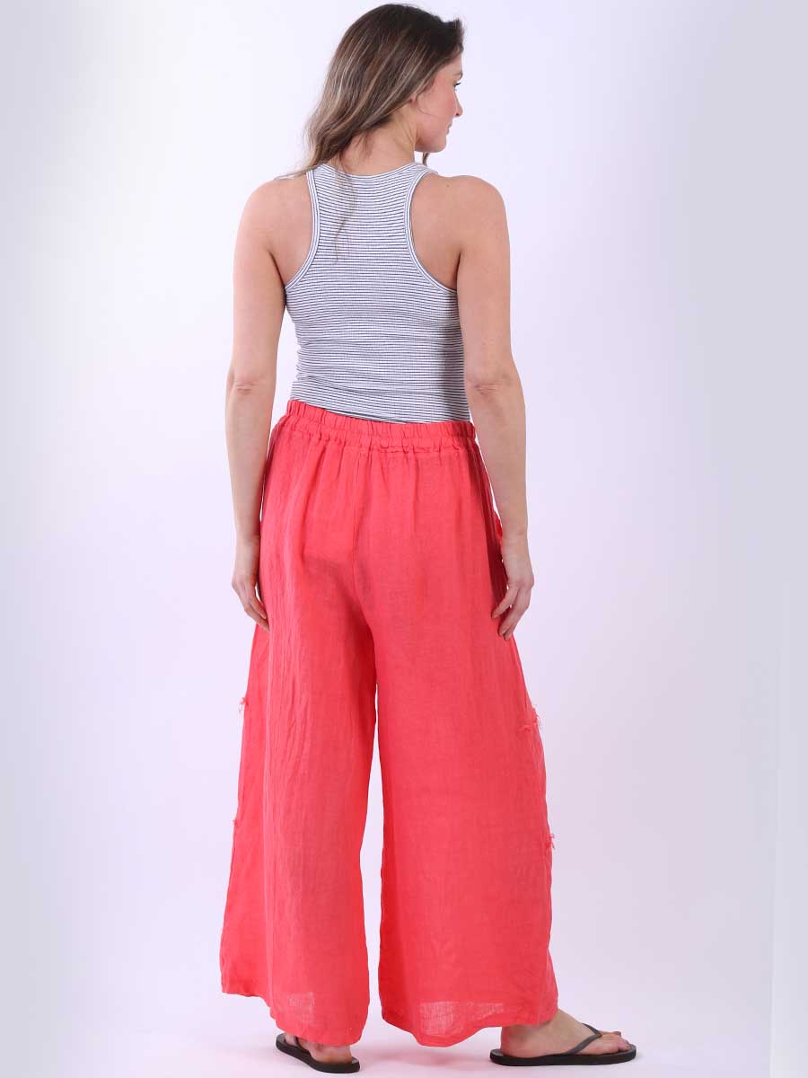 Frayed Edge Linen Palazzo Pant