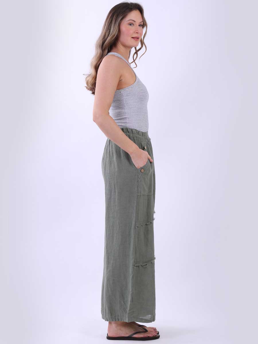 Frayed Edge Linen Palazzo Pant
