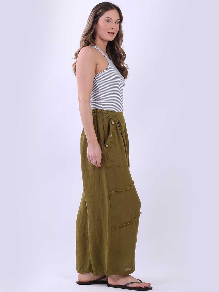 Frayed Edge Linen Palazzo Pant