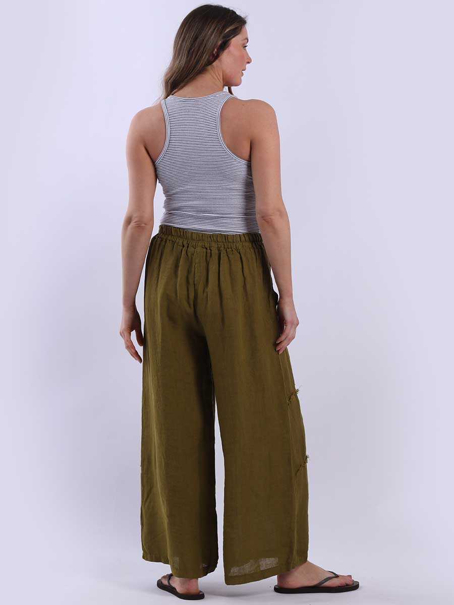 Frayed Edge Linen Palazzo Pant