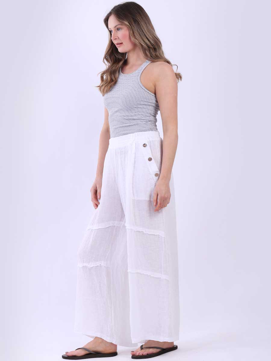 Frayed Edge Linen Palazzo Pant