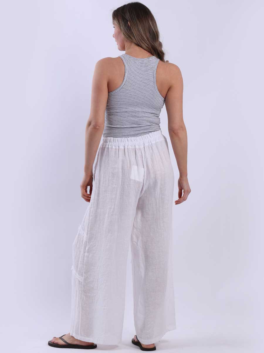 Frayed Edge Linen Palazzo Pant