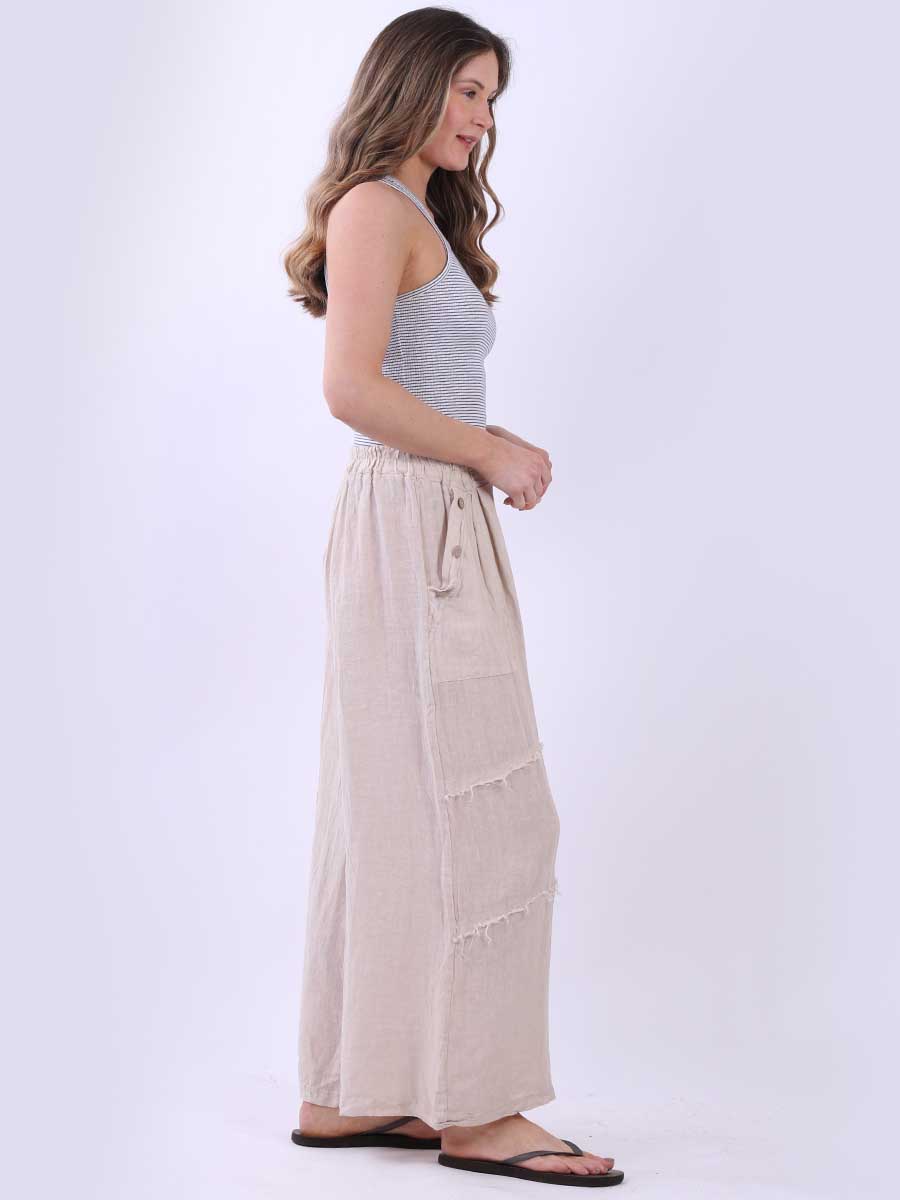 Frayed Edge Linen Palazzo Pant