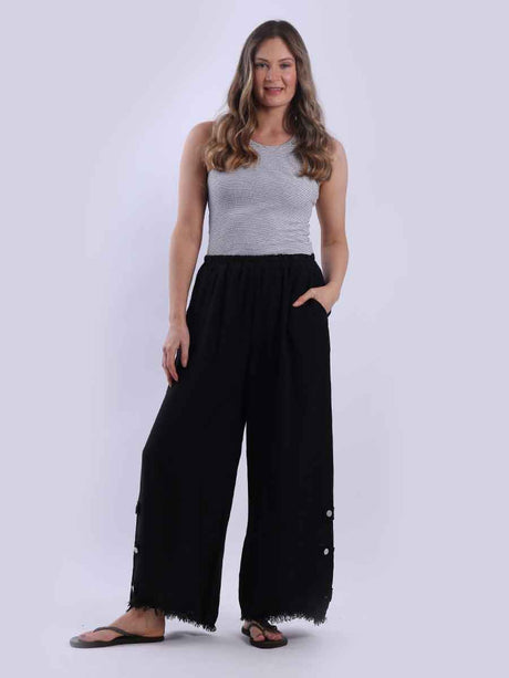 Wide Leg Linen Trouser Black