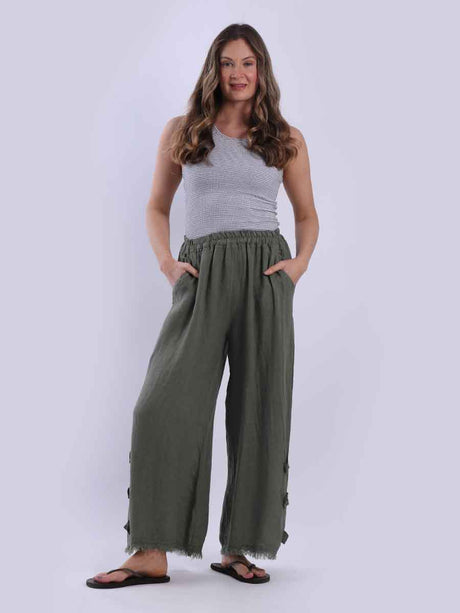 Wide Leg Linen Trouser Khaki