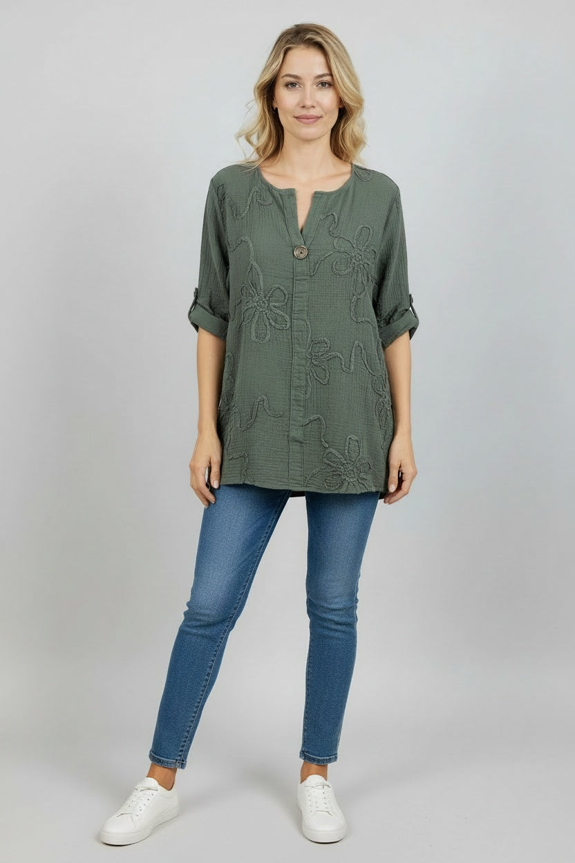 Cotton Tunic Top Khaki