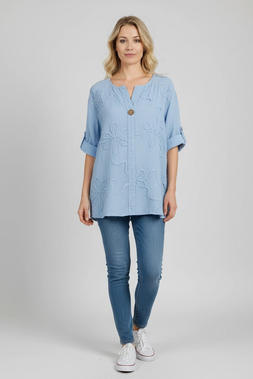 Cotton Tunic Top Sky Blue