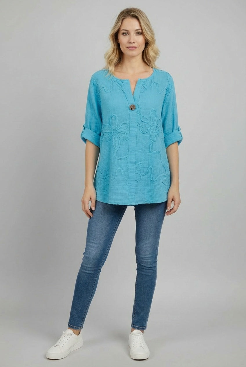 Cotton Tunic Top Turquoise