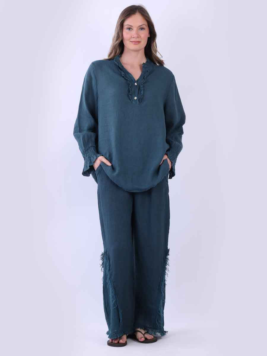 Linen Lagenlook Top Teal