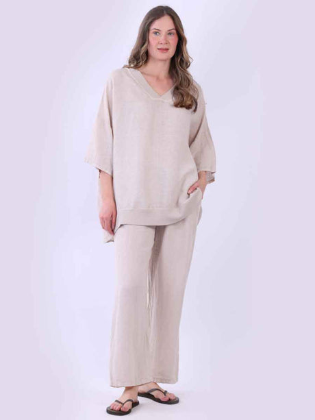 Oversized Satin Top Beige