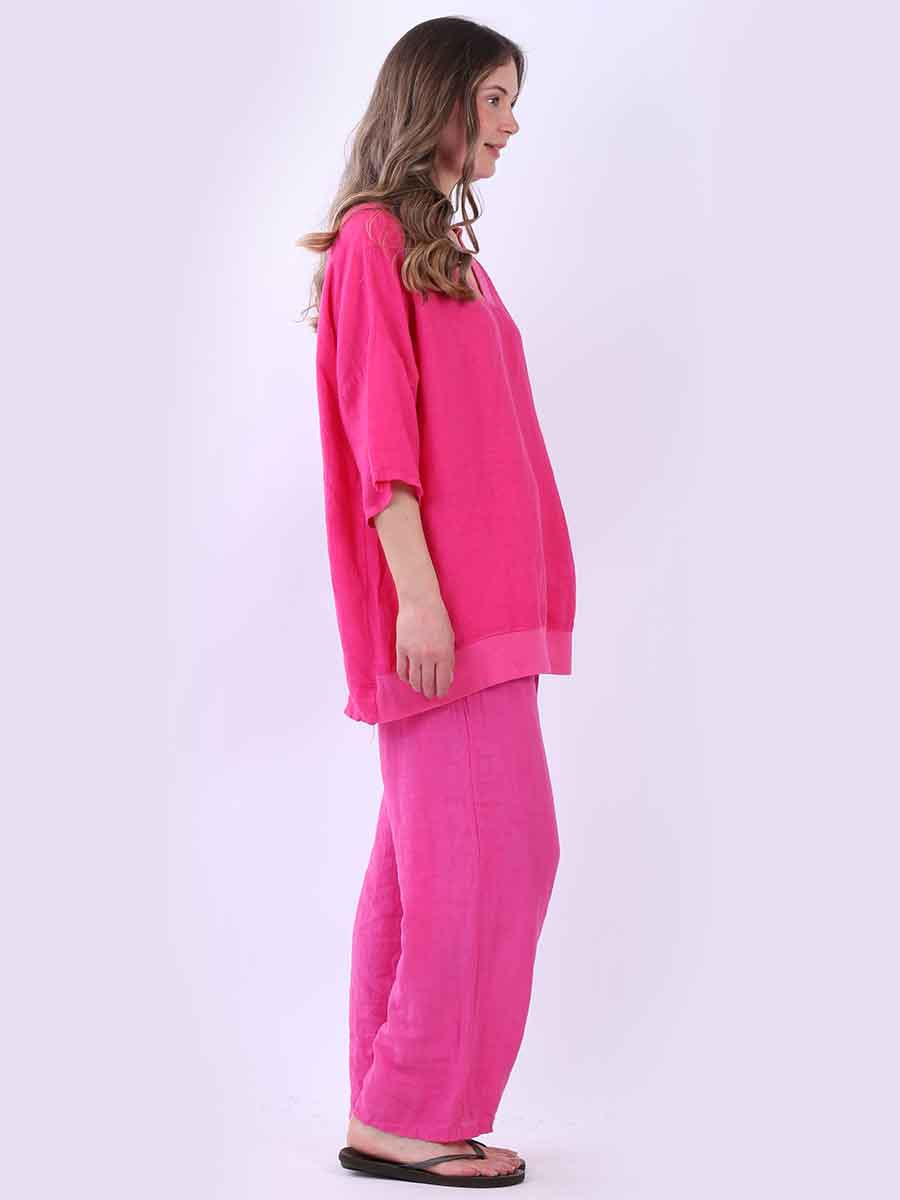 V-Neck Linen Plus Size Satin Top