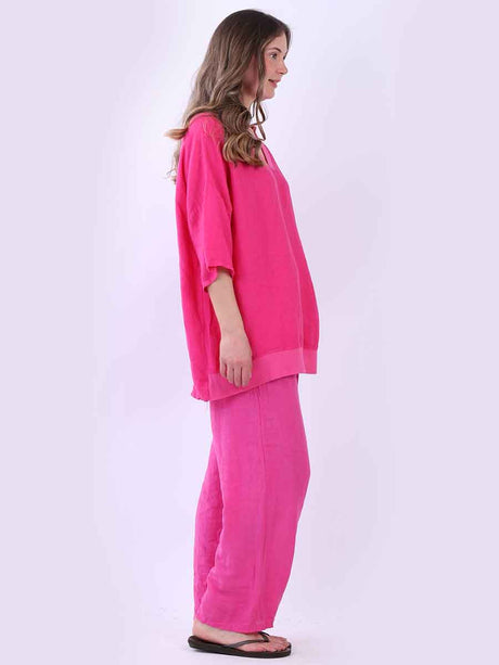 V-Neck Linen Plus Size Satin Top