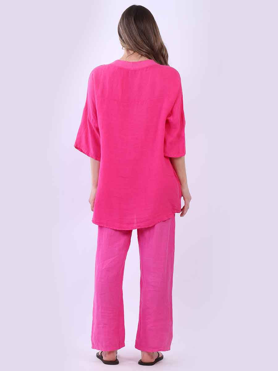 V-Neck Linen Plus Size Satin Top