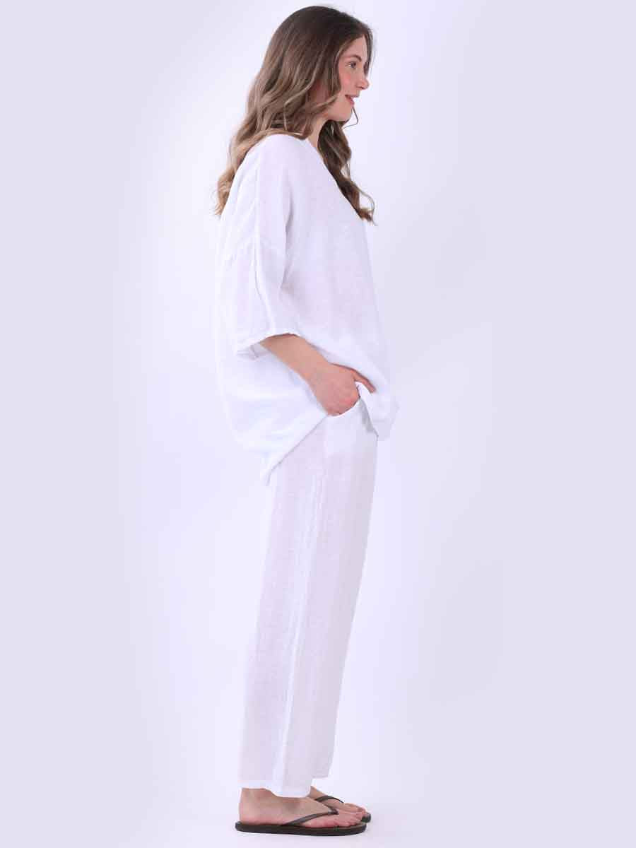 V-Neck Linen Plus Size Satin Top