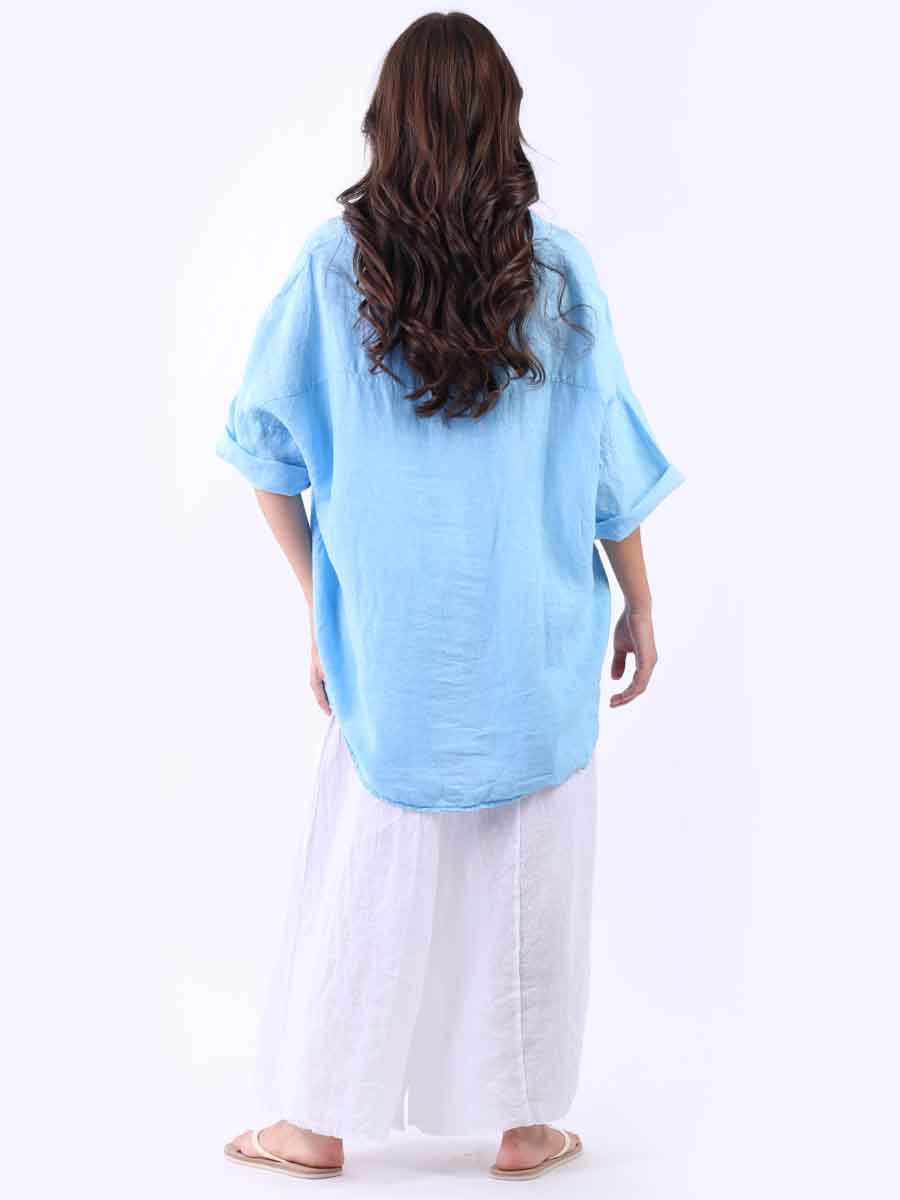 V-Neck Linen Plus Size Satin Top