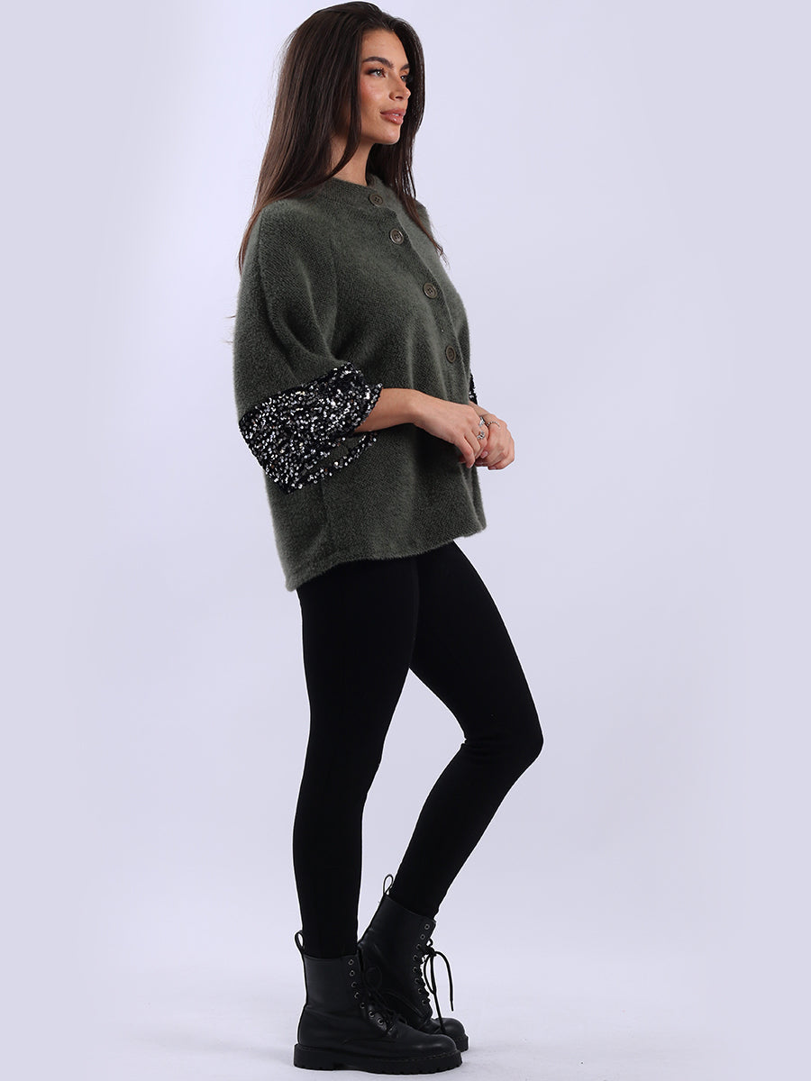 Front Buttons Ladies Sequin Jacket