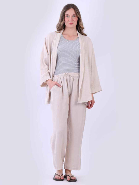 Linen Kimono Jacket Beige