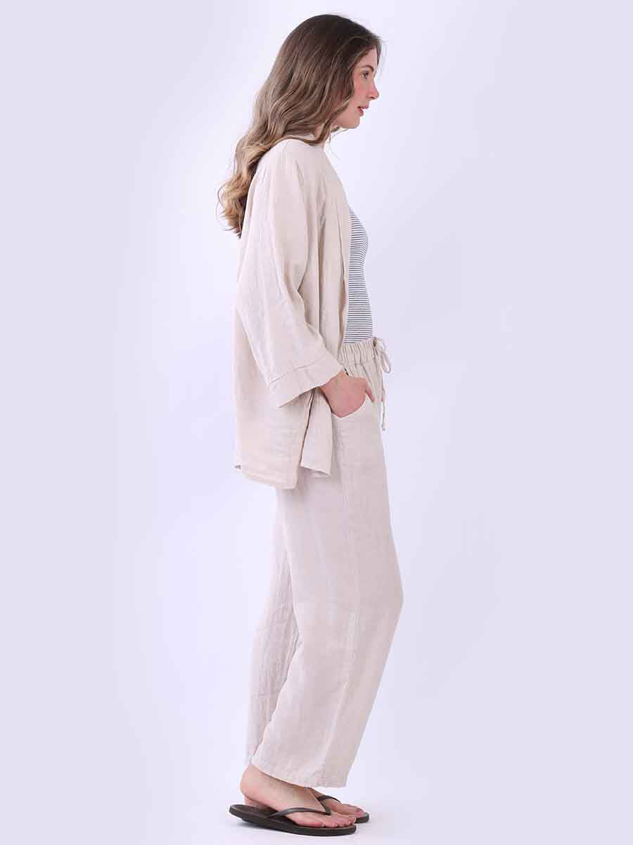 Solid Linen Baggy Kimono Jacket