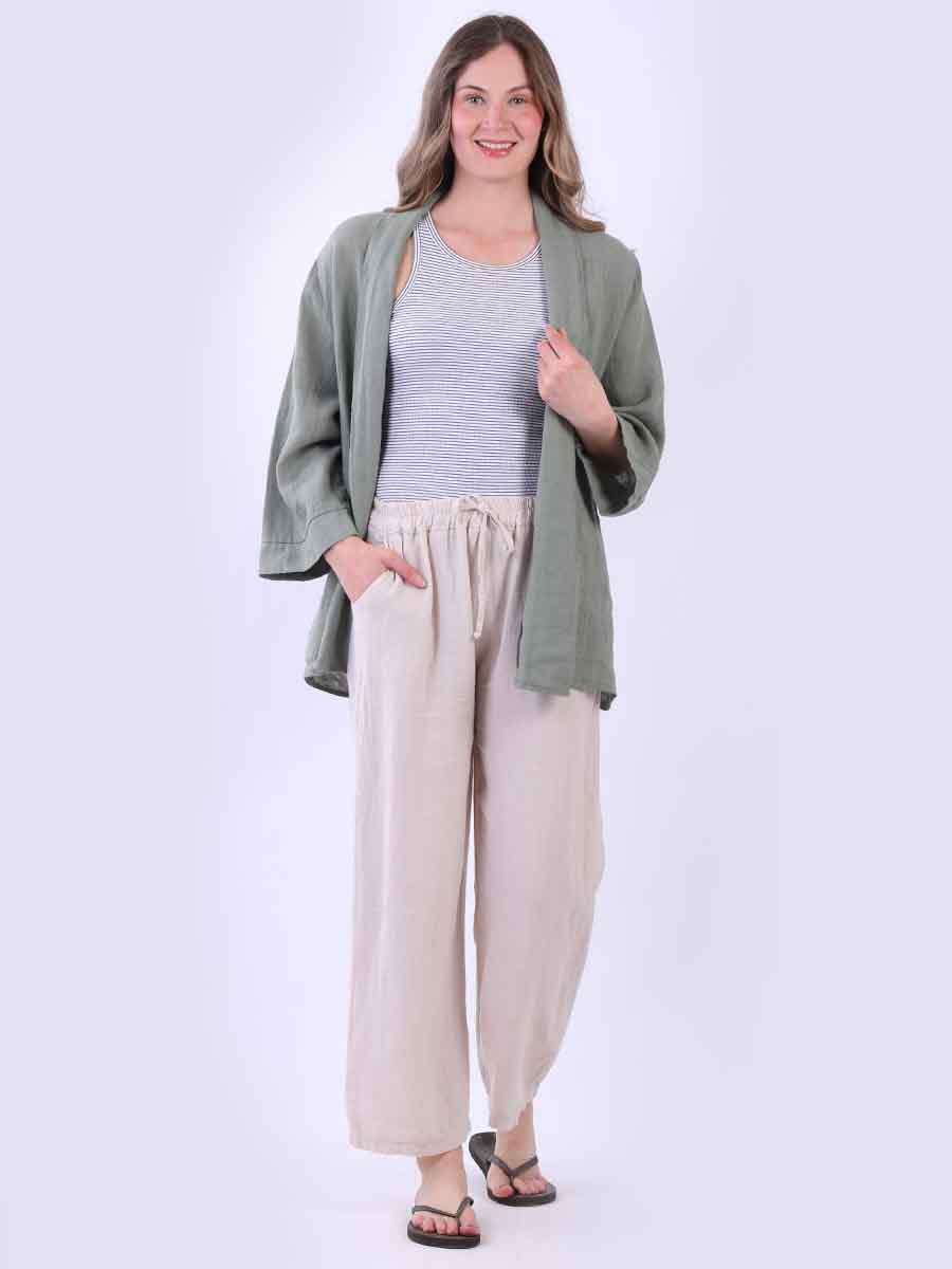 Linen Kimono Jacket Khaki