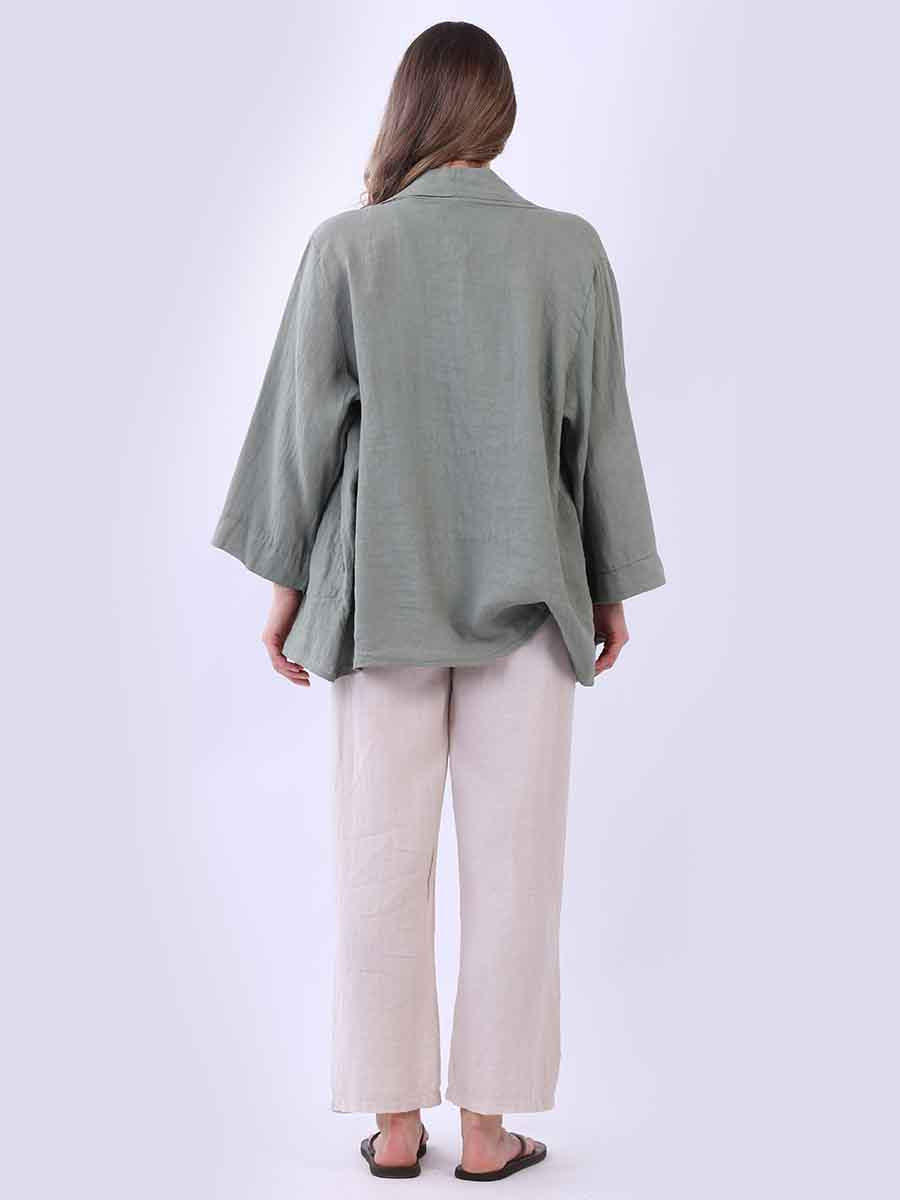 Solid Linen Baggy Kimono Jacket