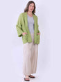 Linen Kimono Jacket Lime Green