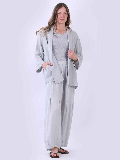 Linen Kimono Jacket Silver