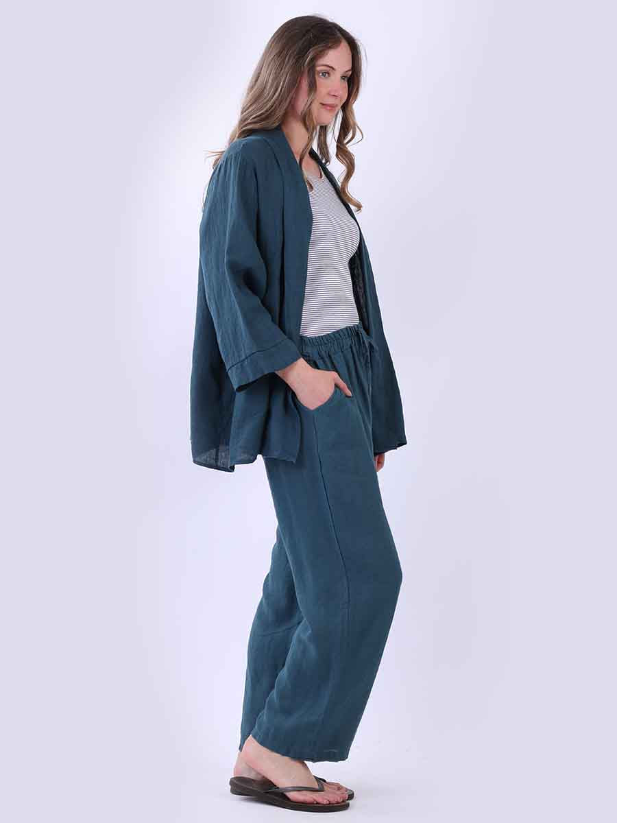 Solid Linen Baggy Kimono Jacket