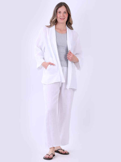 Linen Kimono Jacket White